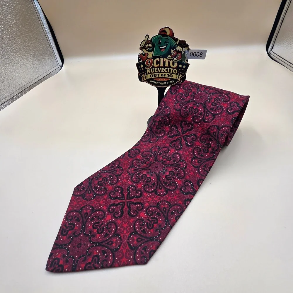 Stefano Ricci Luxury Collection Silk Tie Red Black Paisley Medallion Italy Mens